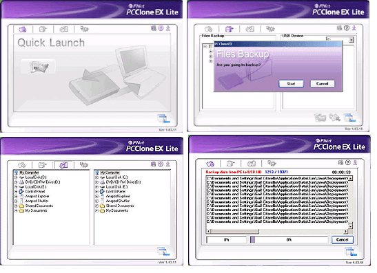 Data Backup Software Screens For USB 2.0 to IDE SATA SATAII Converter