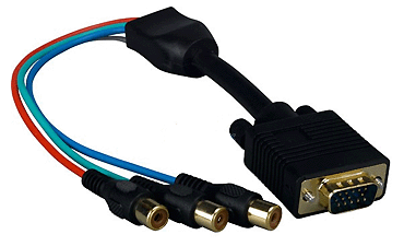 1FT Component RGB 3 RCA Female To D-sub 15-Pin VGA Video Adapter Cable